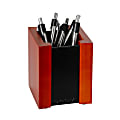Rolodex® Wood & Faux Leather Pencil Cup, Mahogany
