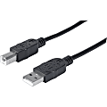 Manhattan Hi-Speed USB 2.0 A Male/B Male Cable, 6', Black, Retail Pkg - Hi-Speed USB for ultra-fast data transfer rates with zero data degradation