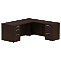 Bush Business Furniture 300 Series L Shaped Desk With 2 Pedestals 72"W x 30"D, Mocha Cherry, Standard Delivery
