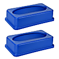 Alpine Slim Swinging Trash Can Lids, 20" x 12", Blue, Pack Of 2 Lids