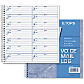 TOPS Voice Message Log Book - 50 Sheet(s) - 24 lb - Spiral Bound - 8.50" x 8.25" Sheet Size - White - Blue Print Color - 1 Each