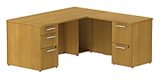 BBF 300 Series L-Shaped Single-Pedestal Desk, 29 1/10"H x 65 3/5"W x 65 3/10"D, Modern Cherry, Premium Installation Service