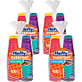 Hefty Disposable Party Cups - 100 / Pack - 4 / Carton - Yellow, Purple, Red, Teal, Assorted Bright - Plastic - Cold Drink, Party