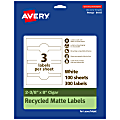 Avery® Recycled Paper Labels, 94117-EWMP100, Cigar, 2-3/8" x 8", White, Pack Of 300