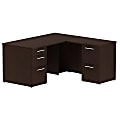 Bush Business Furniture 300 Series L Shaped Desk With 2 Pedestals 60"W x 30"D, Mocha Cherry, Premium Installation