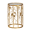 Baxton Studio Modern And Contemporary Leaf Accent Round End Table, 23-1/2" x 15", Brushed Gold