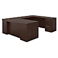 Bush Business Furniture 300 Series Bow Front U Shaped Desk With 2 Drawer And 3 Drawer Pedestals, 72"W x 36"D, Mocha Cherry, Premium Installation