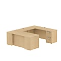 Bush Business Furniture 300 Series U Shaped Desk With 2 Pedestals, 72"W x 30"D, Natural Maple, Premium Installation 1 thumbnail image