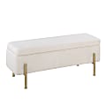 LumiSource Daniella Fabric Storage Bench, Cream/Gold