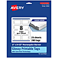 Avery® Printable Tags With Sure Feed® Technology, Print-To-The-Edge, 2"x3.5", Glossy White, Pack Of 200, 95321GWT25 1 thumbnail image