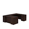 Bush Business Furniture 300 Series U Shaped Desk With 2 Pedestals, 66"W x 30"D, Mocha Cherry, Premium Installation