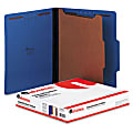 Universal 10201 Pressboard Classification Folder - Letter - 8.5" x 11" - 2/5 Tab Cut on Right of Center - 1 Dividers - 1.5" Expansion - 4 Fastener - 10 / Box - 25pt. - Cobalt Blue