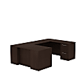 Bush Business Furniture 300 Series U Shaped Desk With 2 Pedestals, 60"W x 30"D, Mocha Cherry, Standard Delivery