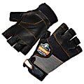 Ergodyne ProFlex 901 Half-Finger Leather Impact Gloves, Large, Black