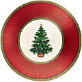 Amscan Classic Christmas Tree Round Metallic Plates, 12", Red, 8 Plates Per Pack, Case Of 2 Packs 1 thumbnail image