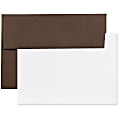 JAM Paper® Stationery Set, 4 3/4" x 6 1/2", 100% Recycled, Chocolate Brown/White, Set Of 25 Cards And Envelopes