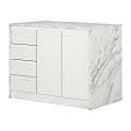 South Shore Myro 48"W Kitchen Island, Faux White Marble/White