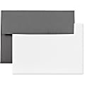 JAM Paper® Stationery Set, 4 3/4" x 6 1/2", Dark Gray/White, Set Of 25 Cards And Envelopes
