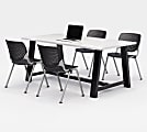 KFI Studios Midtown Table With 4 Stacking Chairs, 30"H x 36"W x 72"D, Designer White/Black