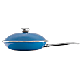 Vita® Enamel-On-Steel Nonstick Covered Skillet, 19-1/4" x 11-3/4" x 5-15/16", Blue
