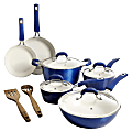 Kenmore Arlington 12-Piece Aluminum Non-Stick Cookware Set, Metallic Blue