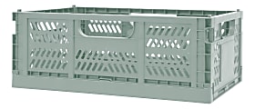 Office Depot® Brand Folding Stacking Storage Crate, 6-1/2”H x 16-15/16”W x 11-1/2”D, Sage 1 thumbnail image