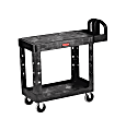 Rubbermaid® Commercial Flat Shelf 2-Shelf Utility Cart, 33 1/3"H x 19 3/16"W x 37 7/8"D, Black