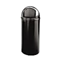 Rubbermaid® Marshal Round Polyethylene Classic Waste Container, 25 Gallons, 42"H x 18"W x 18"D, Black