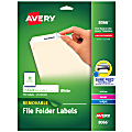 Avery® Removable File Folder Labels, Inkjet, 8066, 2/3" x 3 7/16", White, Pack Of 750