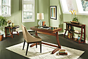 Realspace® Coastal Ridge Writing Desk, Mahogany/Black Glass