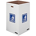 Bankers Box® Waste And Recycling Bins, Extra Large Size, 30" x 18" x 18", 50% Recycled, White/Blue, Pack Of 10