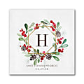 Custom Full-Color Printed Beverage Napkins, 4-3/4" x 4-3/4", Holiday Wreath, Box Of 100 Napkins