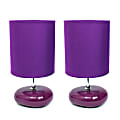 Simple Designs Stonies Small Stone Look Table Bedside Lamp 2 Pack, Purple