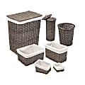 Honey Can Do Split Willow Woven Bathroom Storage Basket Set, 22” x 12”, Gray