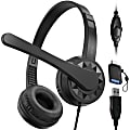 Delton 12Y Stereo On-Ear USB Type-A Headset, Black 1 thumbnail image