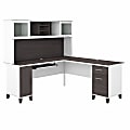 Bush® Furniture Somerset 72"W L-Shaped Desk With Hutch, Storm Gray/White, Standard Delivery