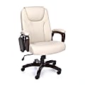 OFM ORO Bonded Leather High-Back Multitask Tablet Chair, Cream/Wood Grain