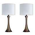 LumiSource Lenuxe Contemporary Table Lamps, 24-1/4”H, Off-White/Golden Bronze, Set Of 2 Lamps