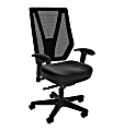 Sitmatic GoodFit Mesh Synchron High-Back Chair With Adjustable Arms, Black Polyurethane/Black
