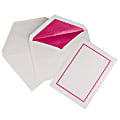 JAM Paper® Large Stationery Set, Set Of 50 White/Pink Cards, 50 White Outer Envelopes and 50 White/Pink Inner Envelopes