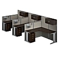 Bush Business Furniture Office in an Hour 3 Person L Shaped Cubicle Workstations, Mocha Cherry, Standard Delivery