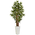 Nearly Natural Bamboo 60”H Artificial Tree With Tower Planter, 60”H x 30”W x 30”D, Green