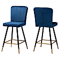 Baxton Studio Preston Bar Stools, Navy Blue/Black/Gold, Set Of 2 Stools 1 thumbnail image