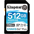 Kingston Canvas Go! Plus SDG3 512 GB Class 10/UHS-I (U3) SDXC - 170 MB/s Read - 90 MB/s Write 1 thumbnail image