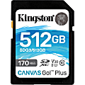 Kingston Canvas Go! Plus SDG3 512 GB Class 10/UHS-I (U3) SDXC - 170 MB/s Read - 90 MB/s Write