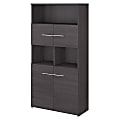 Bush Business Furniture Office 500 70"H 5-Shelf Bookcase With Doors, Storm Gray, Standard Delivery