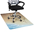 Mind Reader 9-to-5 Collection Polycarbonate Office Chair Mat For Hard Floor, 47-1/4" x 35-1/4", Life's A Beach, Tan