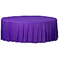 Amscan 77017 Solid Round Plastic Table Covers, 84", Purple, Pack Of 6 Covers