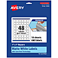 Avery® Print-To-The-Edge TrueBlock® Labels With Sure Feed®, 94103-TWMP10, Square, 1" x 1", Matte White, Pack Of 480 1 thumbnail image