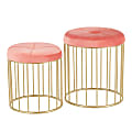LumiSource Canary Nesting Ottomans, Gold/Pink, Set Of 2 Ottomans